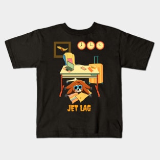 Funny sloth lying jet lagged in the office Kids T-Shirt